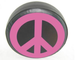 Sparecover® ABC Series Peace Sign Pink 30" 31" Black Heavy Vinyl Tire Cover