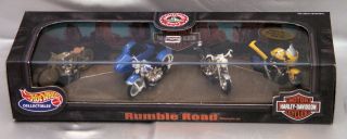 100 Hot Wheels Harley Davidson "Rumble Road" Motorcycle Set 4 Bikes