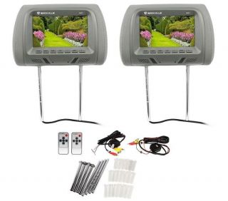 Pair Rockville RHP7 GR 7” Grey TFT LCD Car Headrest TV Monitors w Speakers IR