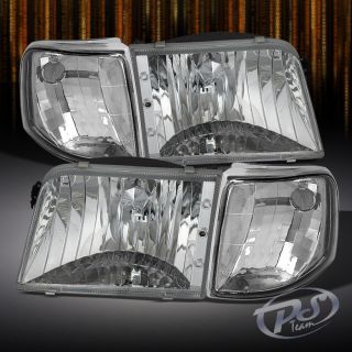 1993 1997 Ford Ranger Chrome Crystal Headlights Clean Corner Signal Lamp Combo