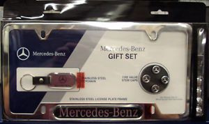 Mercedes Benz License Plate Frame Valve Caps Key Ring Set OEM Mercedes Parts