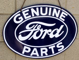 Genuine Ford Parts Double Sided Porcelain Dealer Sign Guaranteed Original DD45