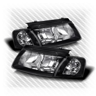 1997 2000 Volkswagen Passat Black Headlights Corner Head Lights Lamp Pair Set