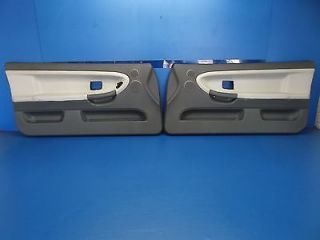 BMW E36 Coupe Pair Dove Grey Door Panels w White Leather Inserts Speakers