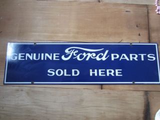 Original Vintage "Genuine Ford Parts Sold Here" Large Tin Advertising Auto Sign