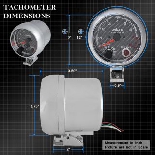 8K RPM 3 75" Carbon Fiber Tachometer 52mm Boost Oil Temp Oil Press 7 Color Gauge