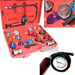 Auto Cooling System Radiator Color Cap Pressure Tester Kit Pump Gauge Adapters