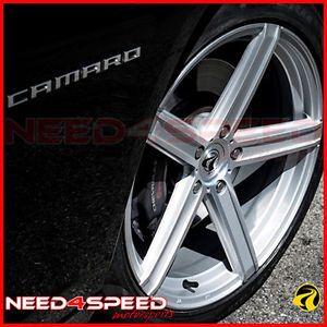 20" Chevy Camaro Axis Model One Satin Silver 20x8 5 20x10 5 Wheels Rims