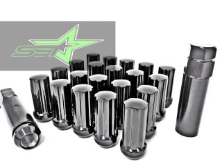 32 Black Spline Lug Nuts Key 9 16ths Dodge Chevy Ford F 250 F 350 2" Tall