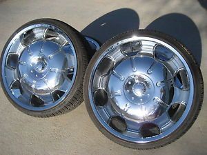 22 inch Chrome Wheels Rims and Tires w Center Caps Universal Mount