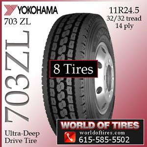 8 Tires Yokohama 703ZL 11R24 5 Semi Truck Tire 11R24 5 Tires 24 5 24 5 11 24 5