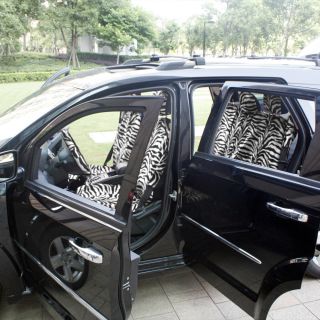 19pc SUV White Black Zebra Print Car Seat Cover Steering Wheel Belt Head Rest