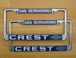 Pair Crest Chevrolet License Plate Frames San Bernardino California