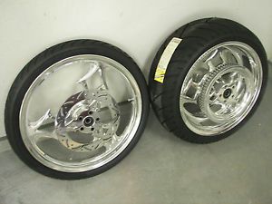 Harley PM Madclown Wheels with Tires Rotor Pulley 18x8 5 250 Rear 21 Front