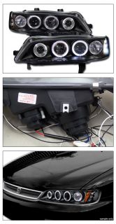 Black DRL LED Dual Halo Rims Projector Head Lights Corner 1pc 94 97 Honda Accord
