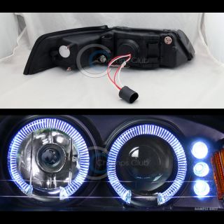 Blk DRL LED Halo Rims Projector Head Lights Signal AW 1999 2004 Ford Mustang V6