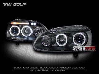 Black DRL LED Halo Rims Projector Head Lights Signal JY 06 09 Golf GTI Jetta MKV