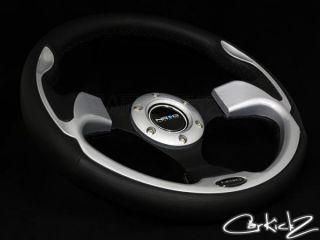 NRG Sport Leather Steering Wheel 320mm Silver Trim Inserts Volkswagen Fiat BMW