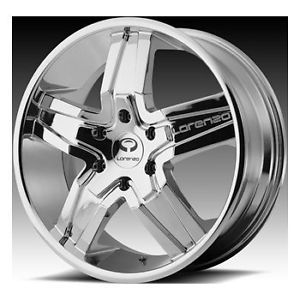 20" Lorenzo WL27 Wheel Set Chrome w Black Windows 20x8 5 5LUG Rims