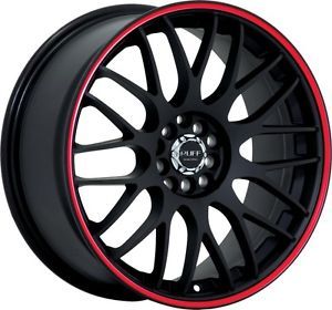 17" inch 5x100 5x4 5 Black Red Stripe Wheels Rims 5 Lug Acura Dodge Ford Honda