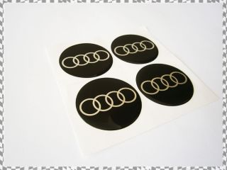 Audi Silicone Stickers Decal Logo Wheel Center Caps 4pcs 75mm Black A3 A4 A6 A8