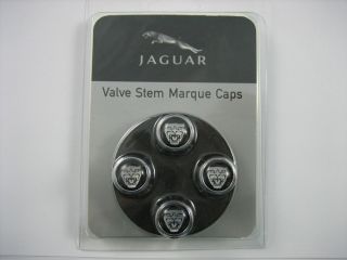Jaguar Black Silver Growler Logo Tire Wheel Valve Stem Caps Set of 4 Genuine