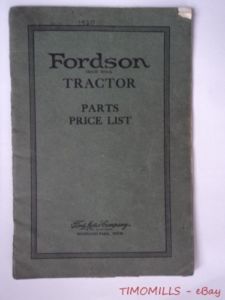 1920 Ford Fordson Tractor Parts Price List Catalog Vintage Original Ford Company