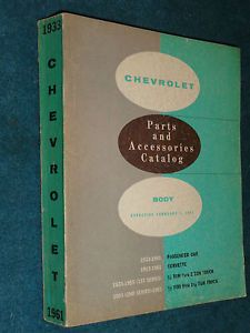 1933 1961 Chevrolet Car Corvette Truck Body Parts Catalog Original Book