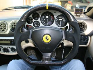Ferrari F360 Modena Carbon Flat Bottom Steering Wheel Color Ring Stitching