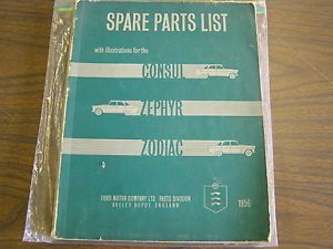 English Ford Master Parts Book 1956 Consol Zephyr Zodiac 1957 1958