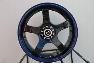 17x8 G Line G809 Wheel 5x108 38 Black Blue Line Rim Fits Volvo V50 S40 V40 C70