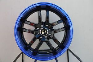 17x7 5 G Line G817 Wheel 5x108 38 Black Blue Rim Fits Volvo C70 V50 V70 XR70