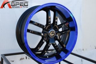 17x7 5 G Line G817 Wheel 5x108 38 Black Blue Rim Fits Volvo C70 V50 V70 XR70