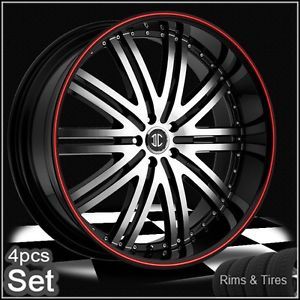 22inch Wheels and Tires Pkg for Land Range Rover Camaro Red Ring Rims