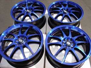 17 5x114 3 5x100 Blue Wheels Lexus Prelude Cavalier Eclipse Red MR2 5 Lug Rims