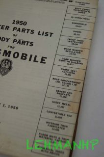 Vintage GM 1933 to 1950 Oldsmobile Master Body Parts Book Catalog 