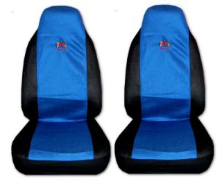Solid Blue Black Sport Jersey High Back 7pc Car Truck Seat Covers 1