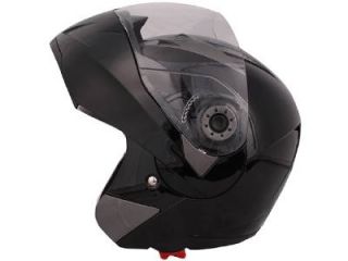 Gloss Black Modular Flip Up Dual Visor Sun Shield Motorcycle Helmet Sz s M L XL