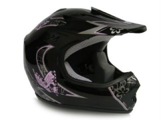 Youth Black Pink Butterfly Flower Dirt Bike ATV Motocross Helmet MX s Small