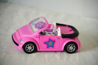 Polly Pocket Convertable Toy Car Doors Trunk Opens Wheels Move Pink Black Gray