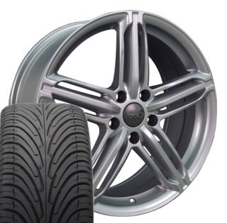18" Silver RS6 Wheels Rims Tires A3 A4 A5 A6 225 40 ZR18 Fits Audi