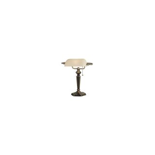 Kenroy Mackinley Banker Table Lamp Georgetown Bronze FinishCream Glass Shade