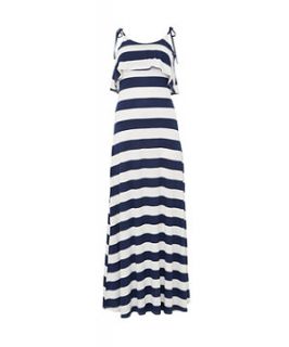 Te Amo Navy and White Stripe Maxi Dress