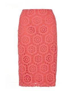 Pink Geo Lace Pencil Skirt