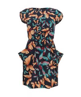 Madame Rage Blue Butterfly Print Slouch Dress