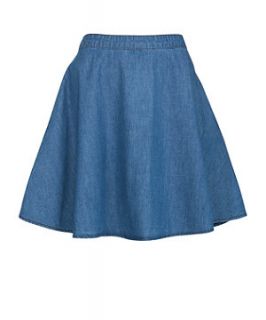 Mid Blue Denim Skater Skirt