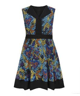 Lovedrobe Blue Mosaic Print Collar Dress