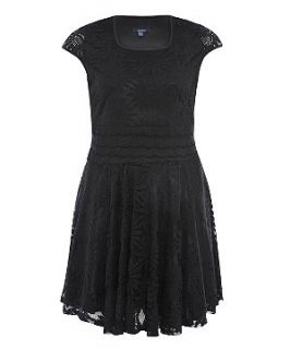 Samya Black Floral Net Skater Dress