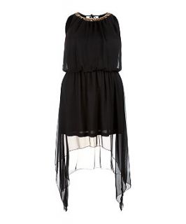 AX Curve Black Grecian Embellished Collar Dress