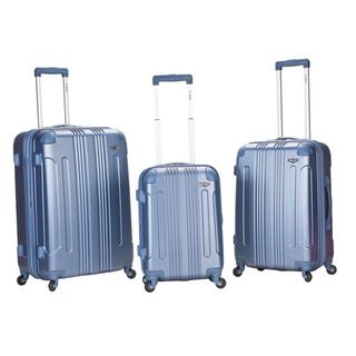 Rockland London Light Weight Expandable Blue 3 piece Hardside Spinner Upright Luggage Set Rockland Three piece Sets